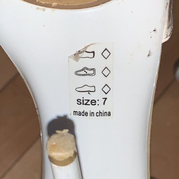 WHITE stiletto heels open toes ankle straps sandals size US 7 - Picture 7 of 11